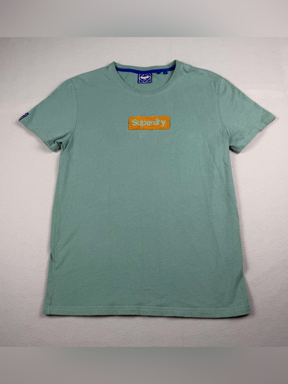 Superdry Seafoam Green Short-Sleeve T-Shirt with Orange Logo Patch